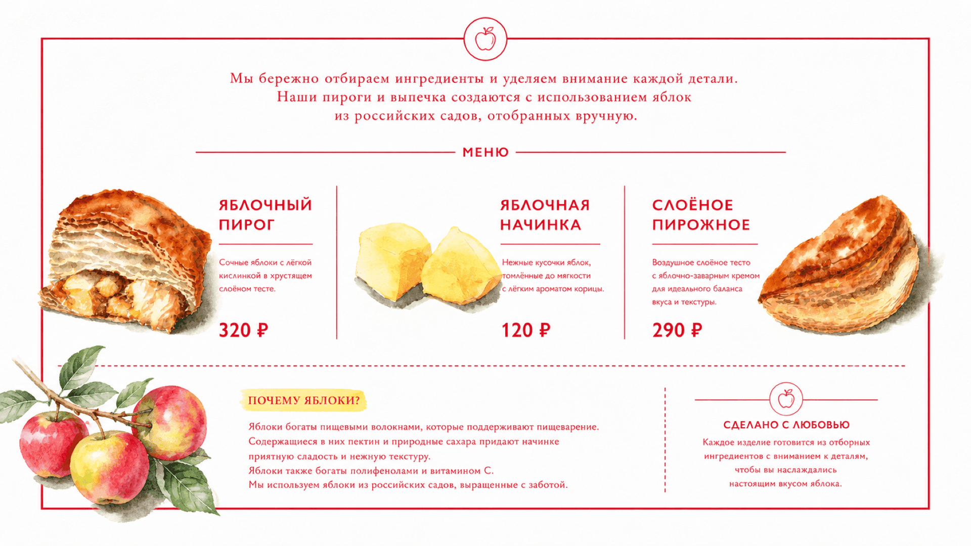 Витрина пекарни, горизонтальная версия 16:9