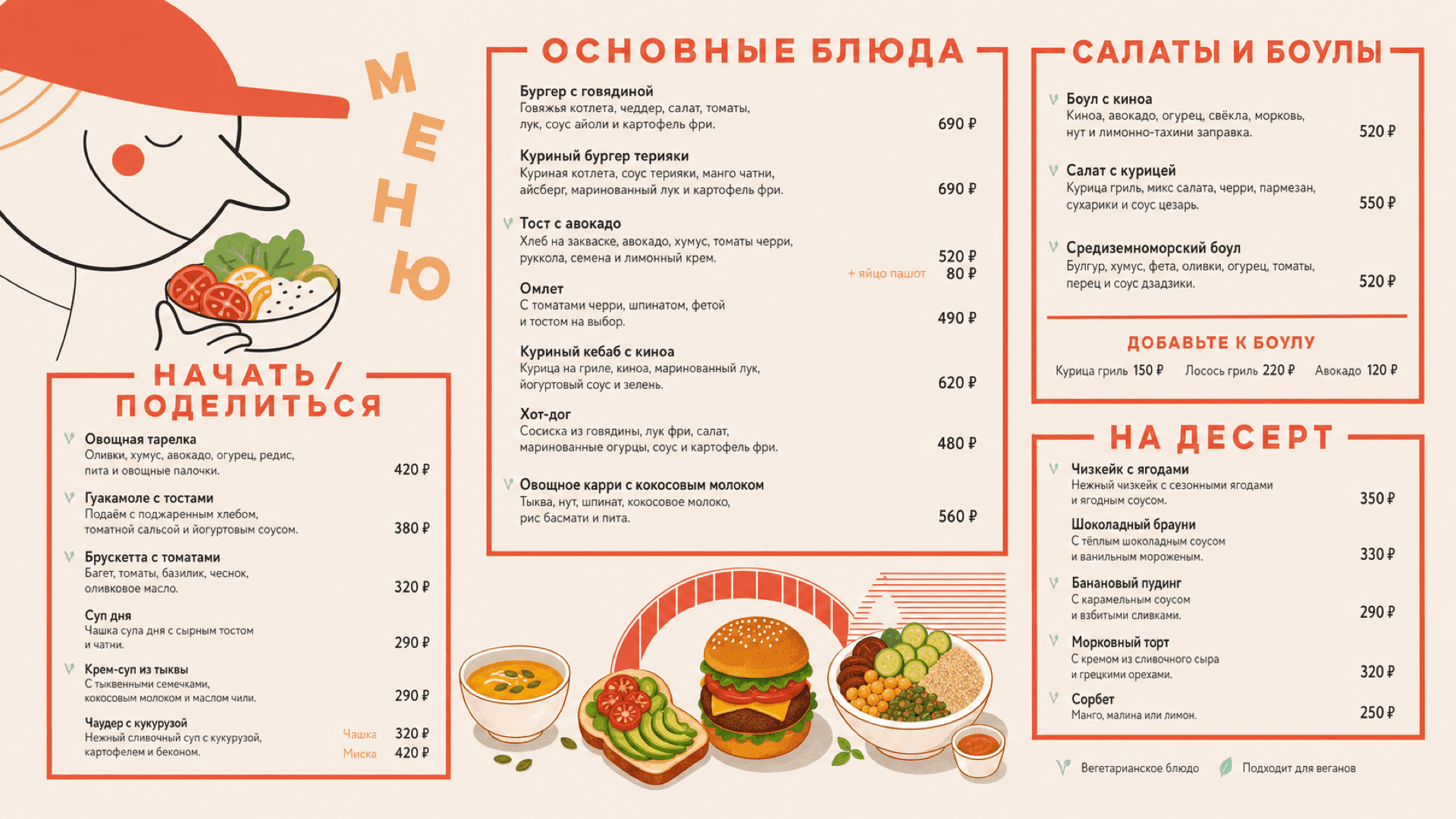 Завтраки в кафе, горизонтальная версия 16:9