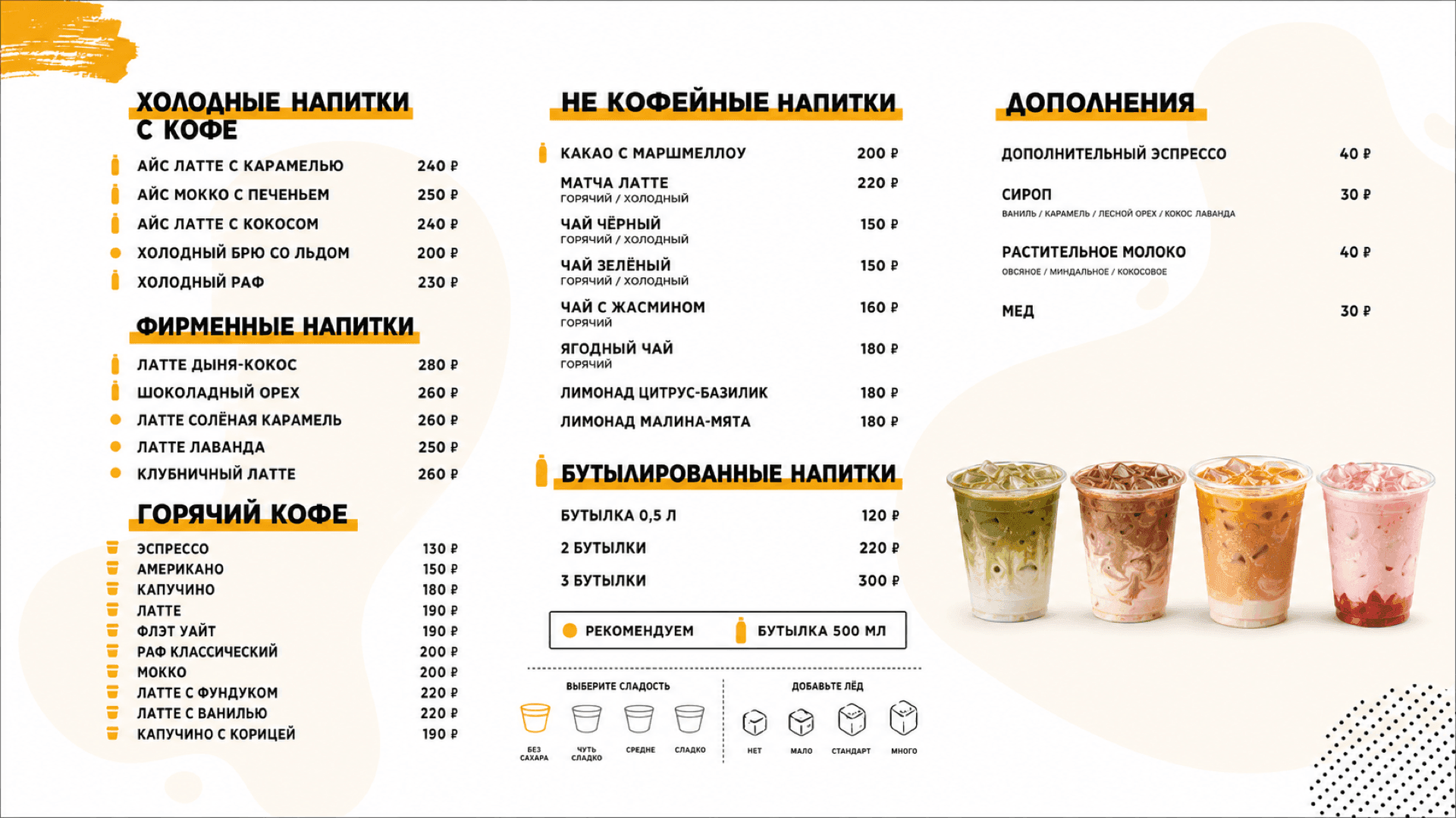 Классическое меню кофейни, горизонтальная версия 16:9